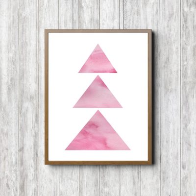 Pink Watercolor Abstract Triangles Printable
