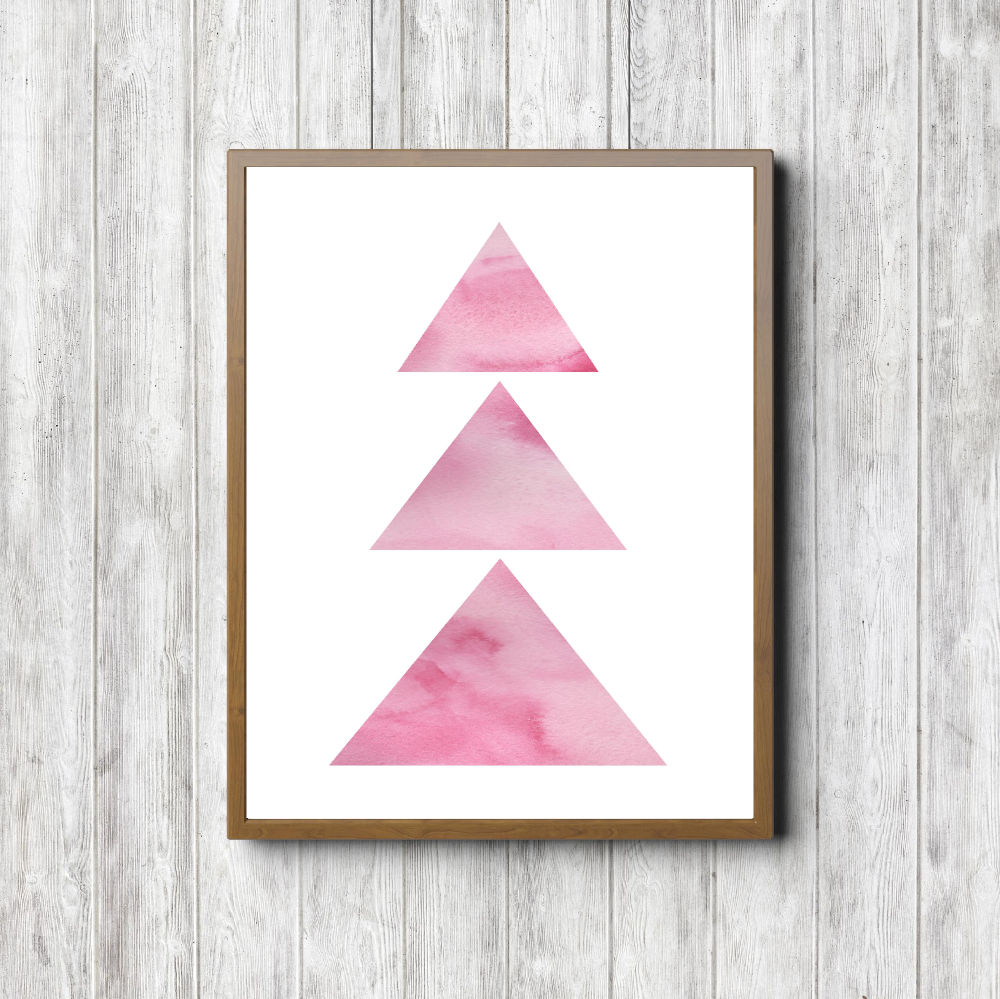 Pink Watercolor Abstract Triangles Printable