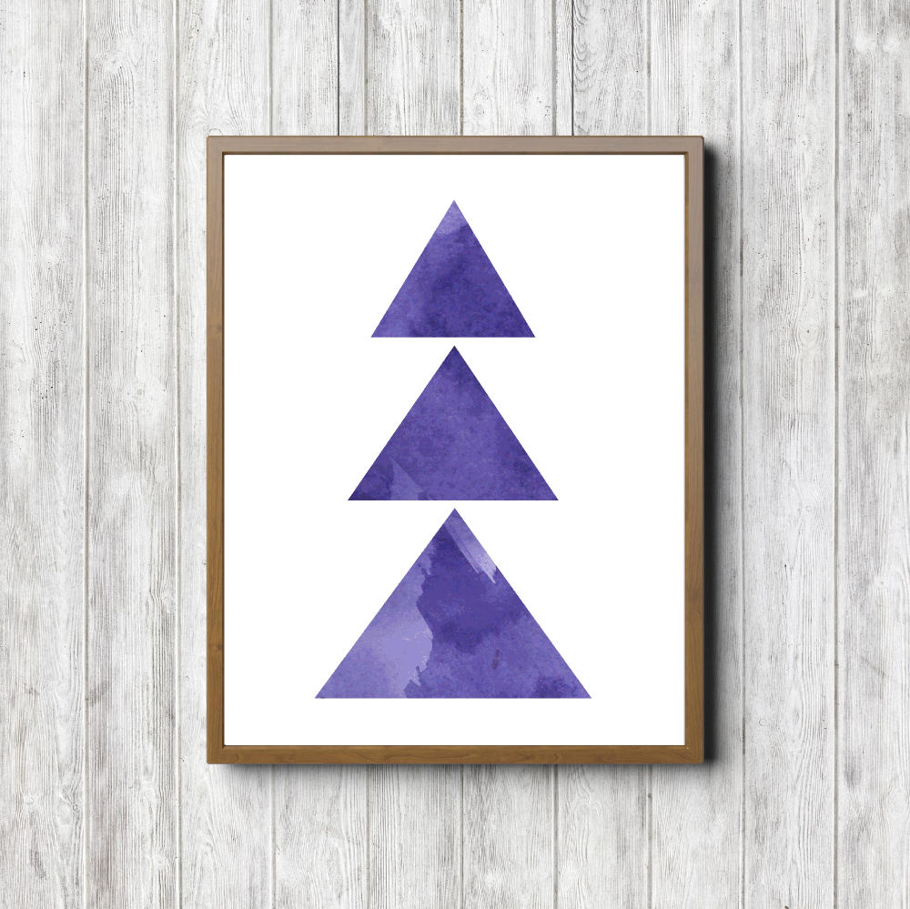 Purple Watercolor Abstract Triangles Printable