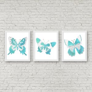 Turquoise Watercolor Butterfly Set
