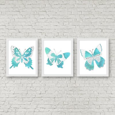 Turquoise Watercolor Butterfly Set