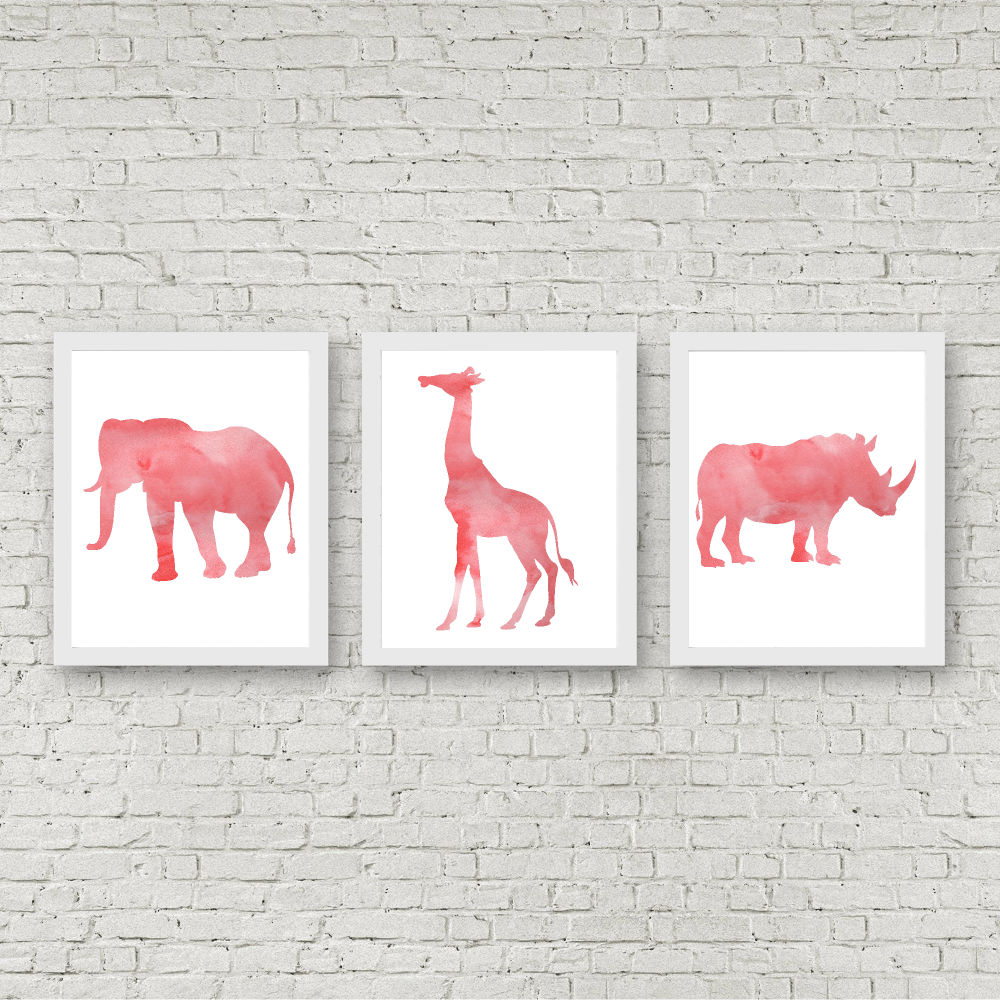 Coral African Safari Animals Printable Set