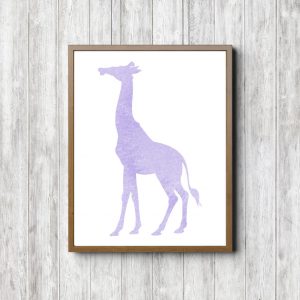 Lilac Watercolor Giraffe Silhouette