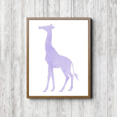 Lilac Watercolor Giraffe Silhouette