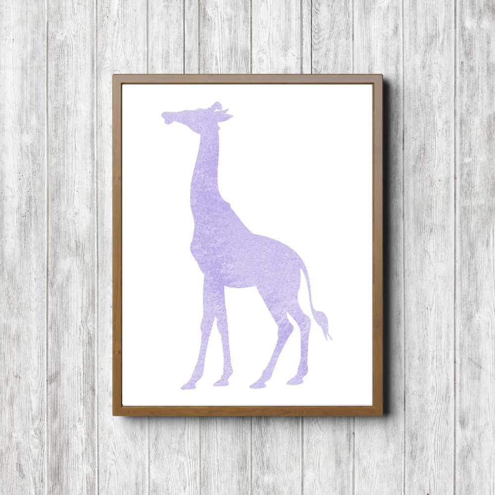 Lilac Watercolor Giraffe Silhouette Printable