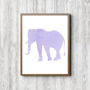 Lavender Watercolor Elephant Silhouette