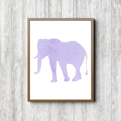 Lavender Watercolor Elephant Silhouette