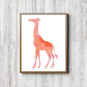 Orange Watercolor Giraffe Silhouette