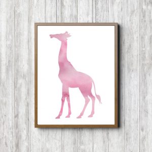 Pink Watercolor Giraffe Silhouette