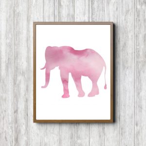 Pink Watercolor Elephant Silhouette