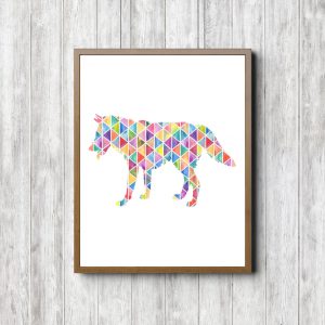 Geometric Watercolor Wolf Silhouette