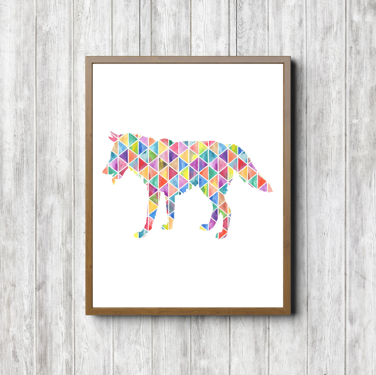 Geometric Watercolor Wolf Silhouette Printable