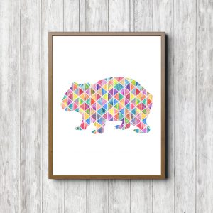 Geometric Watercolor Wombat Silhouette