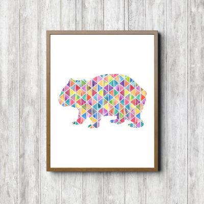 Geometric Watercolor Wombat Silhouette