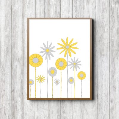 Yellow & Gray Floral Decor