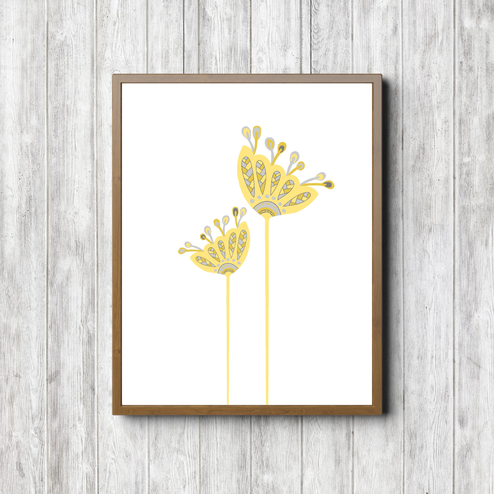 Yellow Flowers Bathroom Art Printable