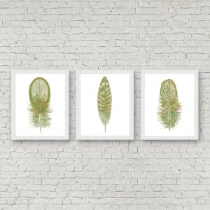 Green Feathers Printable Set