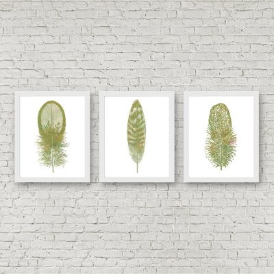 Green Feathers Printable Set