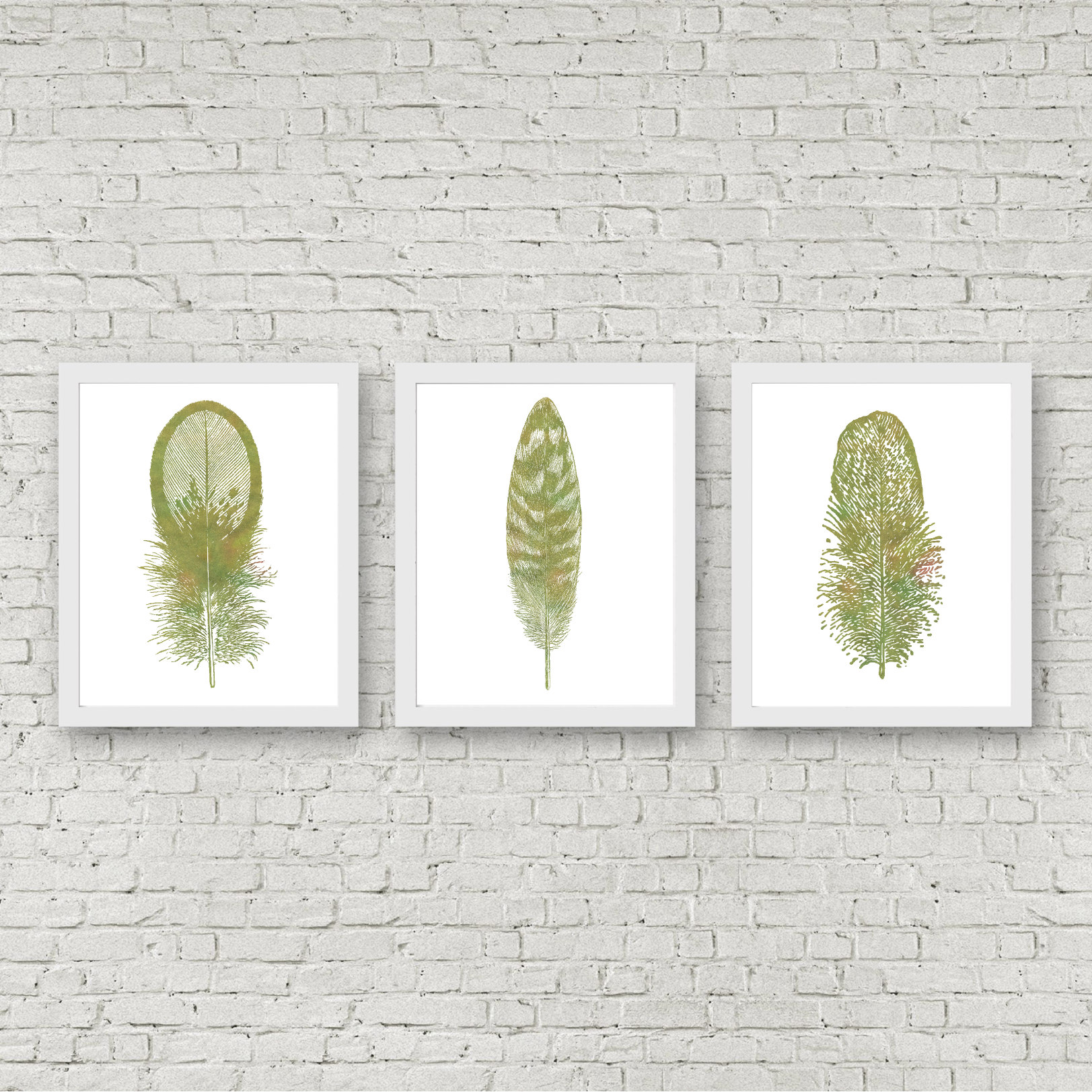 Green Feathers Printable Set