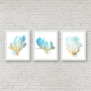 Yellow & Turquoise Watercolor Seaweed Printables