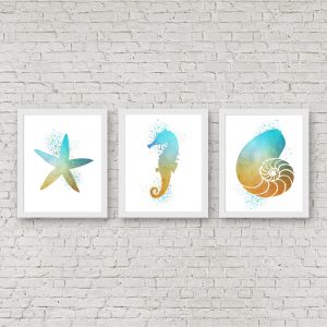 Turquoise & Yellow Watercolor Nautical Printables