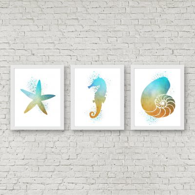 Turquoise & Yellow Watercolor Nautical Printables