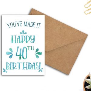 40th Birthday Card Printable