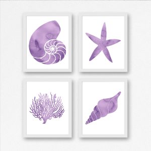 Purple Watercolor Ocean Life Printables