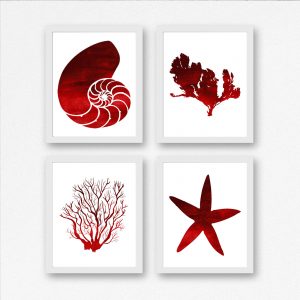 Red Watercolor Nautical Printables