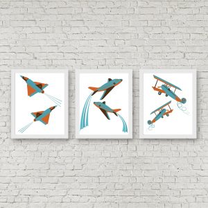 Blue & Orange Airplane Printable Set