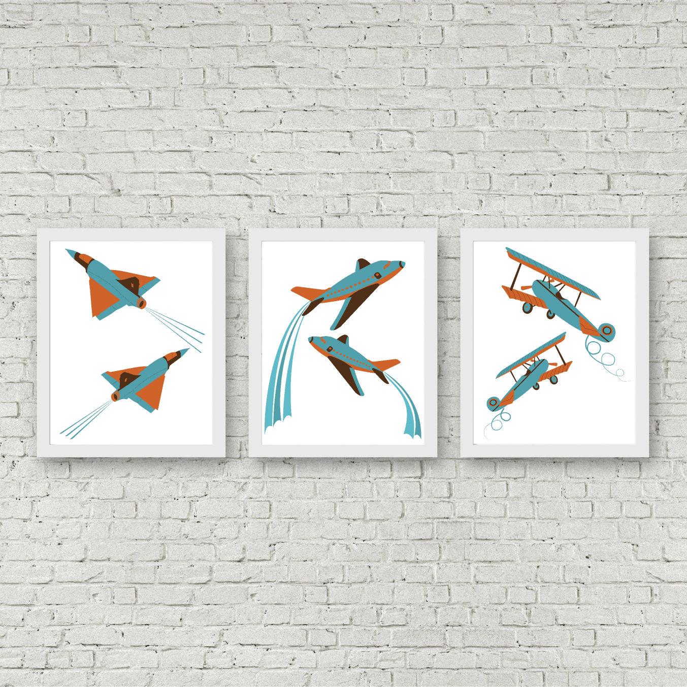 Blue & Orange Airplane Printable Set