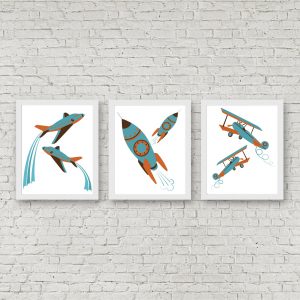 Orange & Blue Airplanes Printable Set