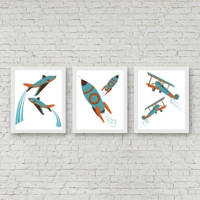 Orange & Blue Airplanes Printable Set