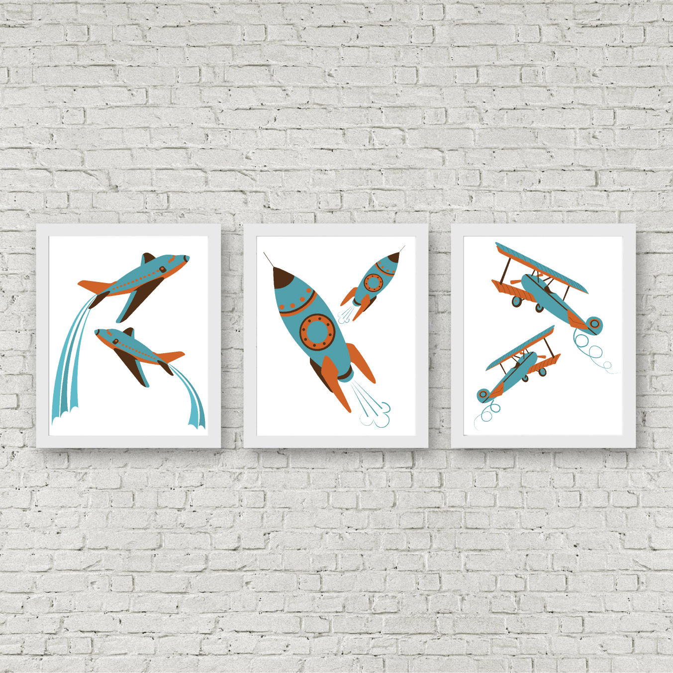 Orange & Blue Airplanes Printable Set