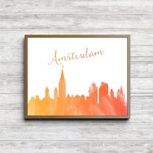 Orange Watercolor Amsterdam Printable