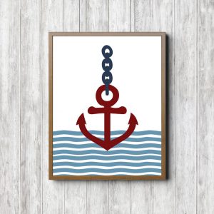 Red & Blue Anchor Nautical Printable
