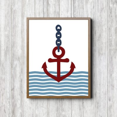 Red & Blue Anchor Nautical Printable