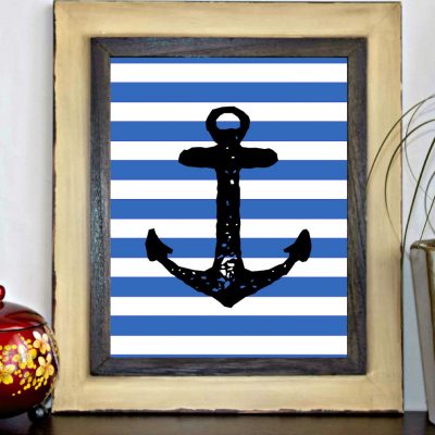 Anchor & Blue Stripes Printable