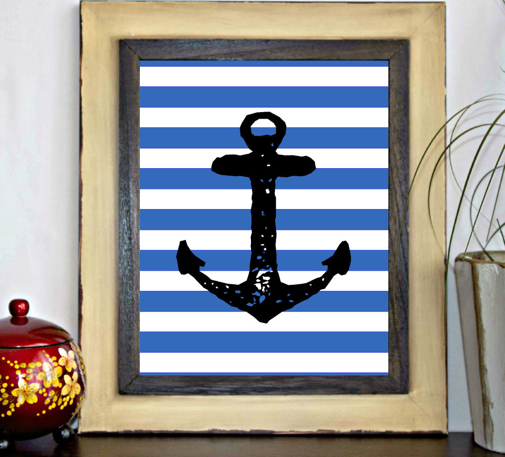 Anchor & Blue Stripes Printable
