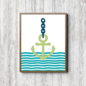 Green & Blue Anchor Nautical Printable