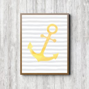 Yellow & Gray Nautical Anchor Printable