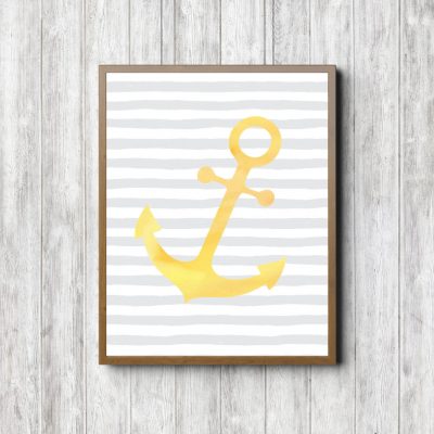 Yellow & Gray Nautical Anchor Printable