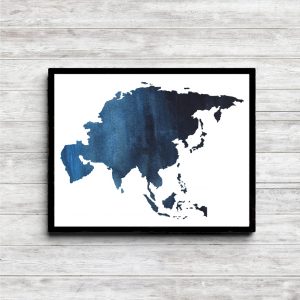 Blue Asian Continent Printable