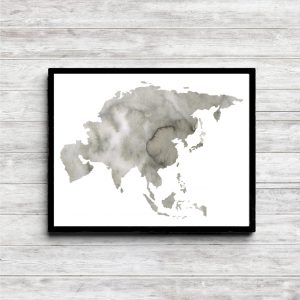 Gray Asian Continent Printable