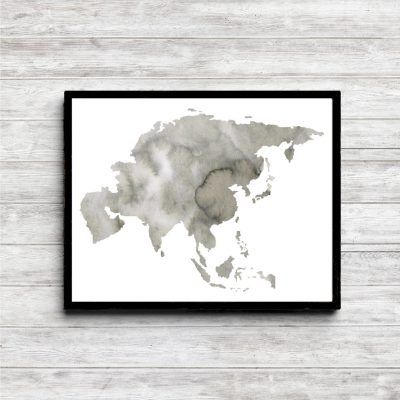 Gray Asian Continent Printable