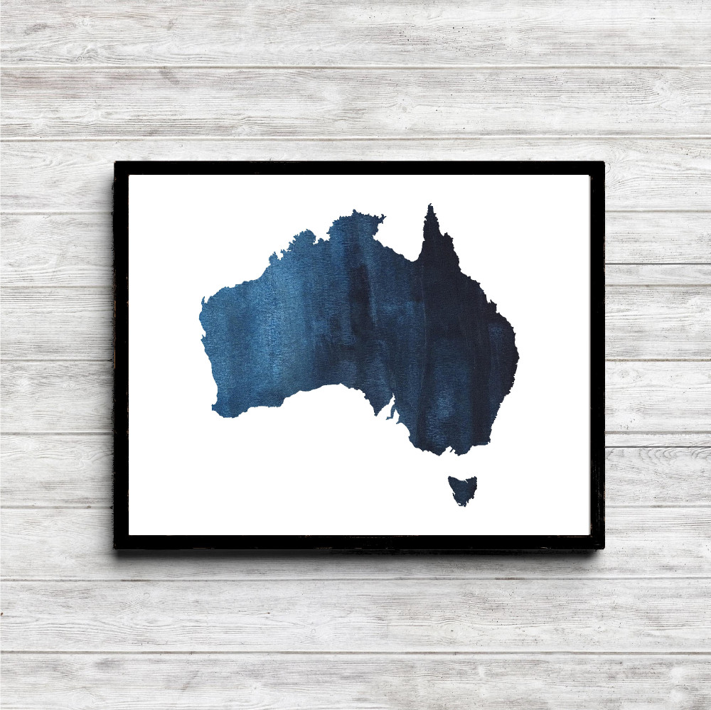 Blue Australian Continent Printable