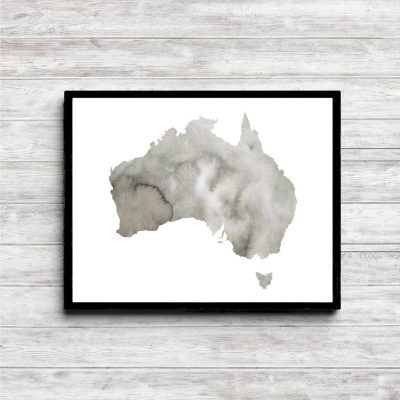 Gray Australian Continent Printable