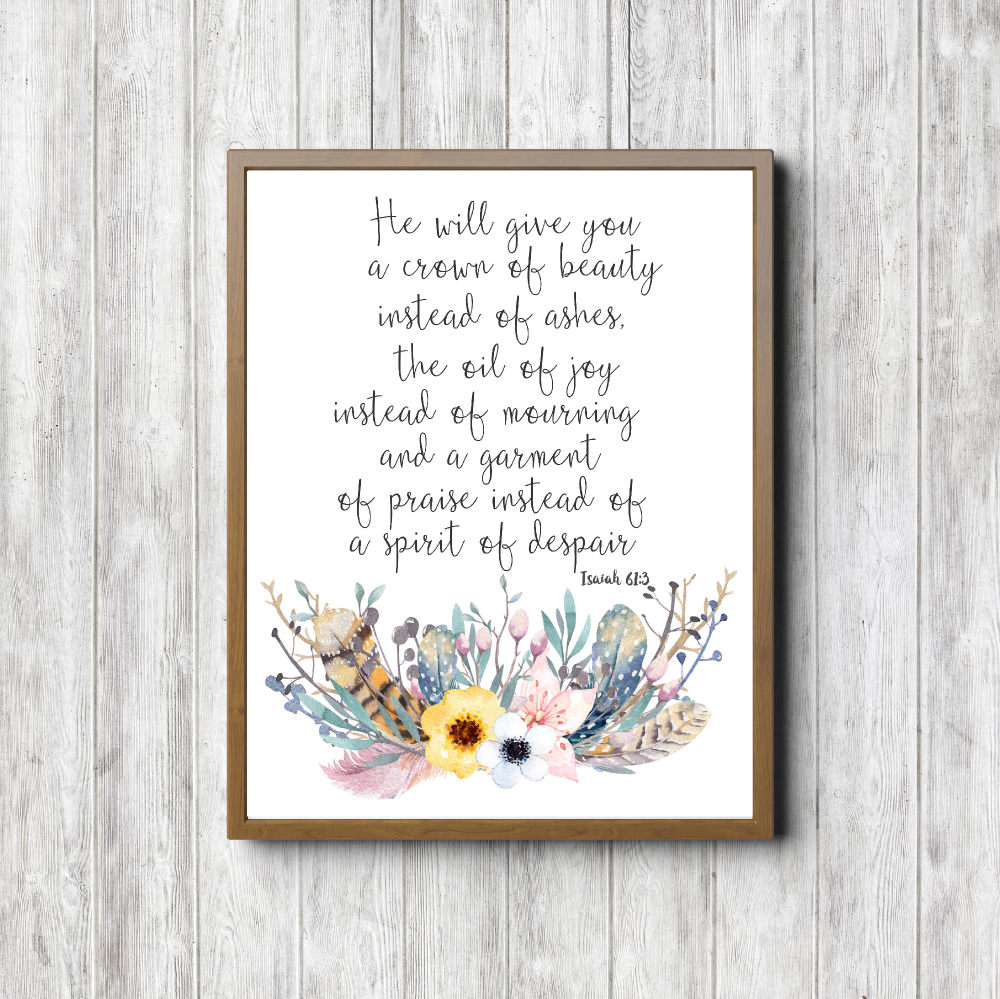 Isaiah 61:3 Bouquet Scripture Printable