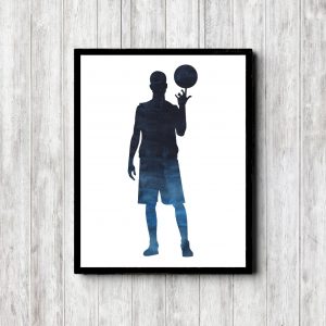 Basketball Player Blue Watercolor Printable