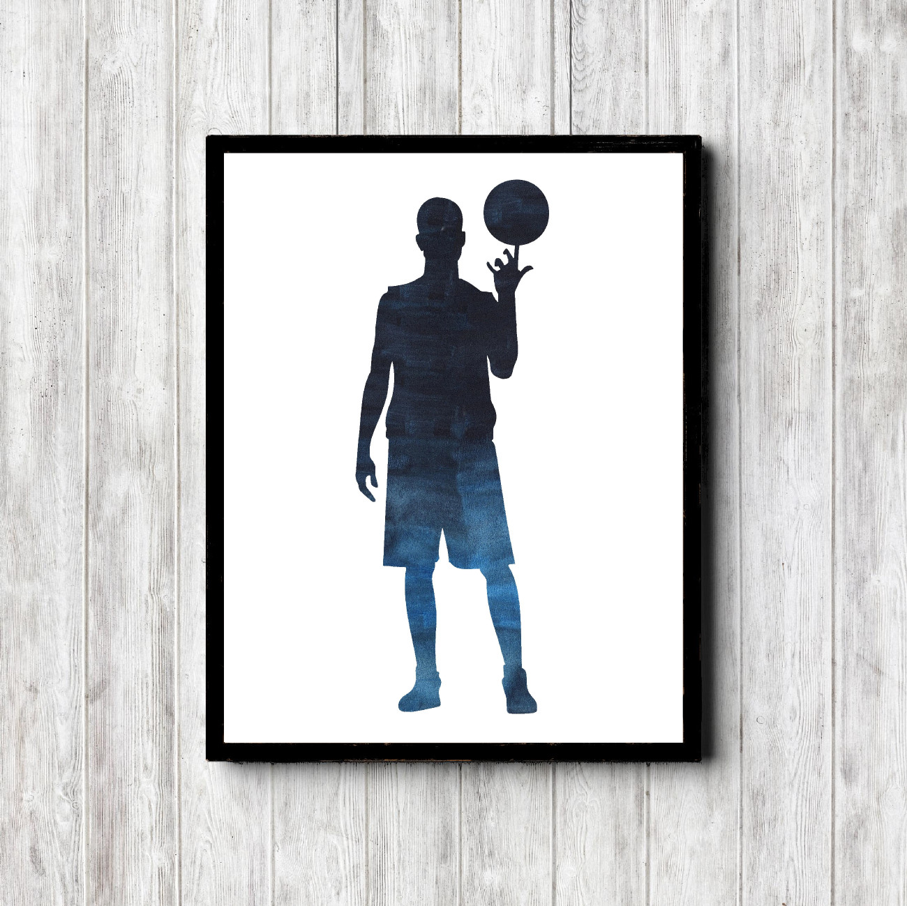 Basketball Player Blue Watercolor Printable
